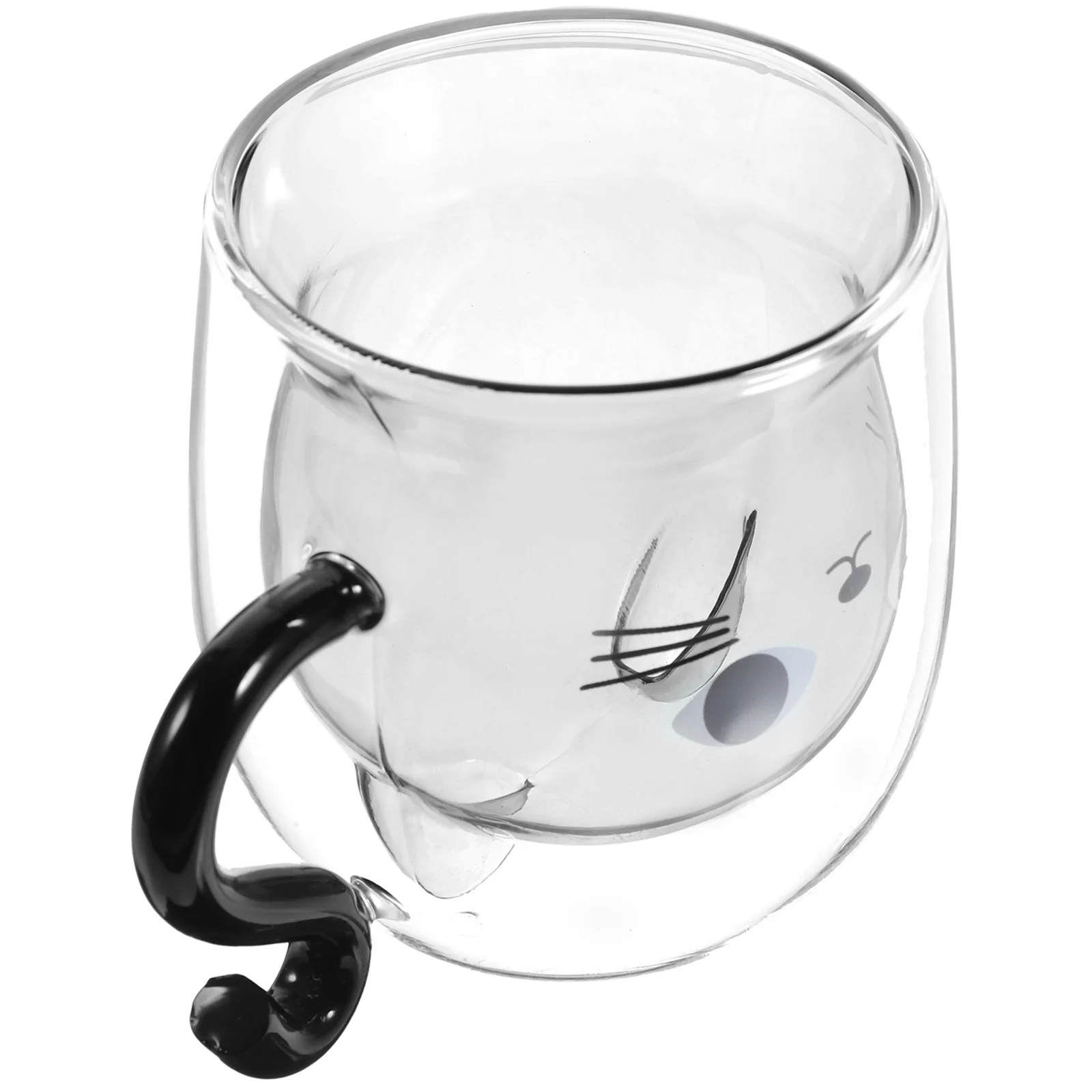 

Lovely Cat Double Wall Glass Cup Keep Hot Ideal Gift for Parents Friends Teens Cat Coffee Mug Double Wall Glass Cup