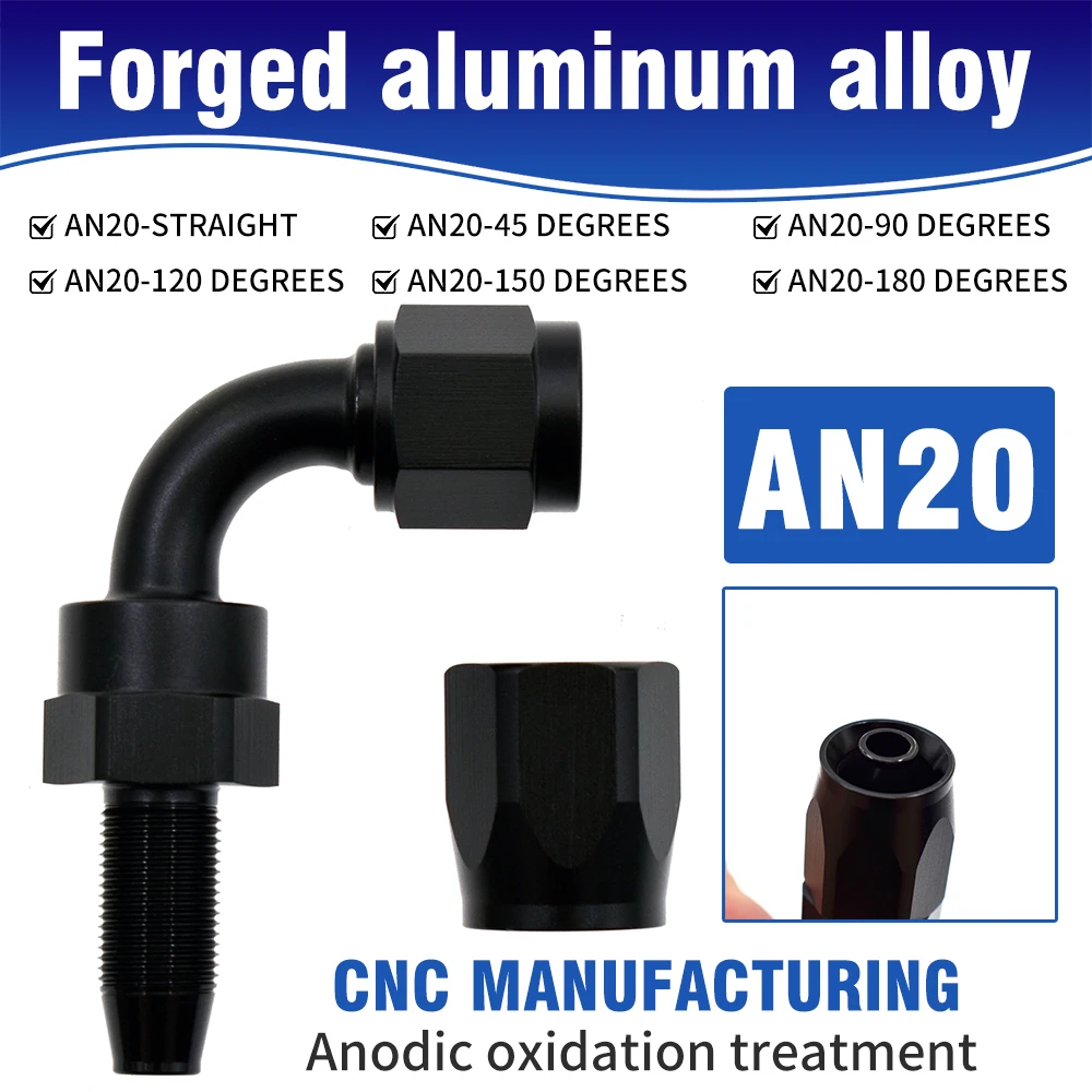 

Universal Type Oil Pipe Fitting Wire Braided Oil Tube Adapter Engine Oil Radiator Interface AN20 Straight 0°45° 90°120° 150°180°