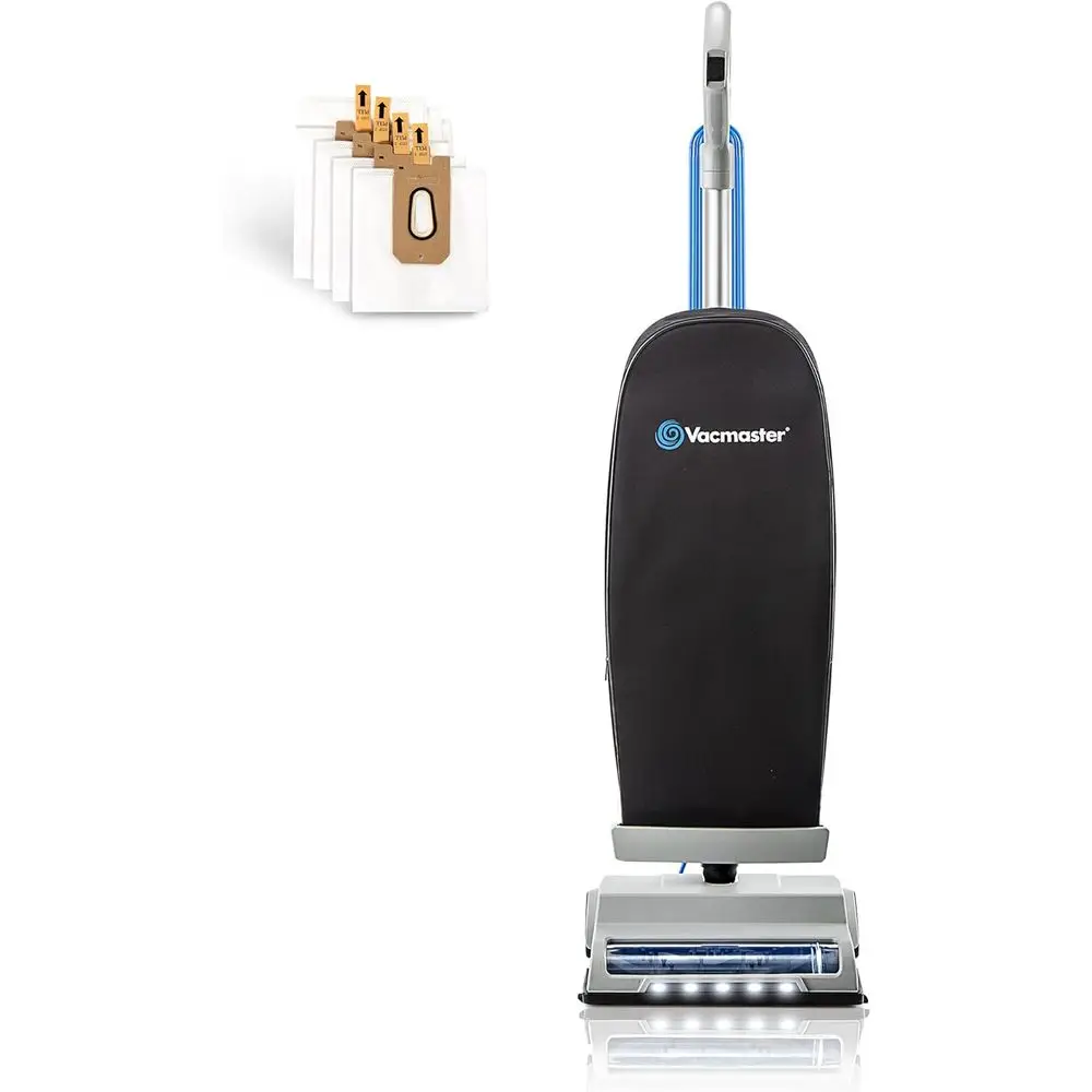 

Ultra-Lightweight 14L Bagged Upright Vacuum Cleaner with LED Light and 2-Speed Settings for Powerful Suction on Carpets and Hard