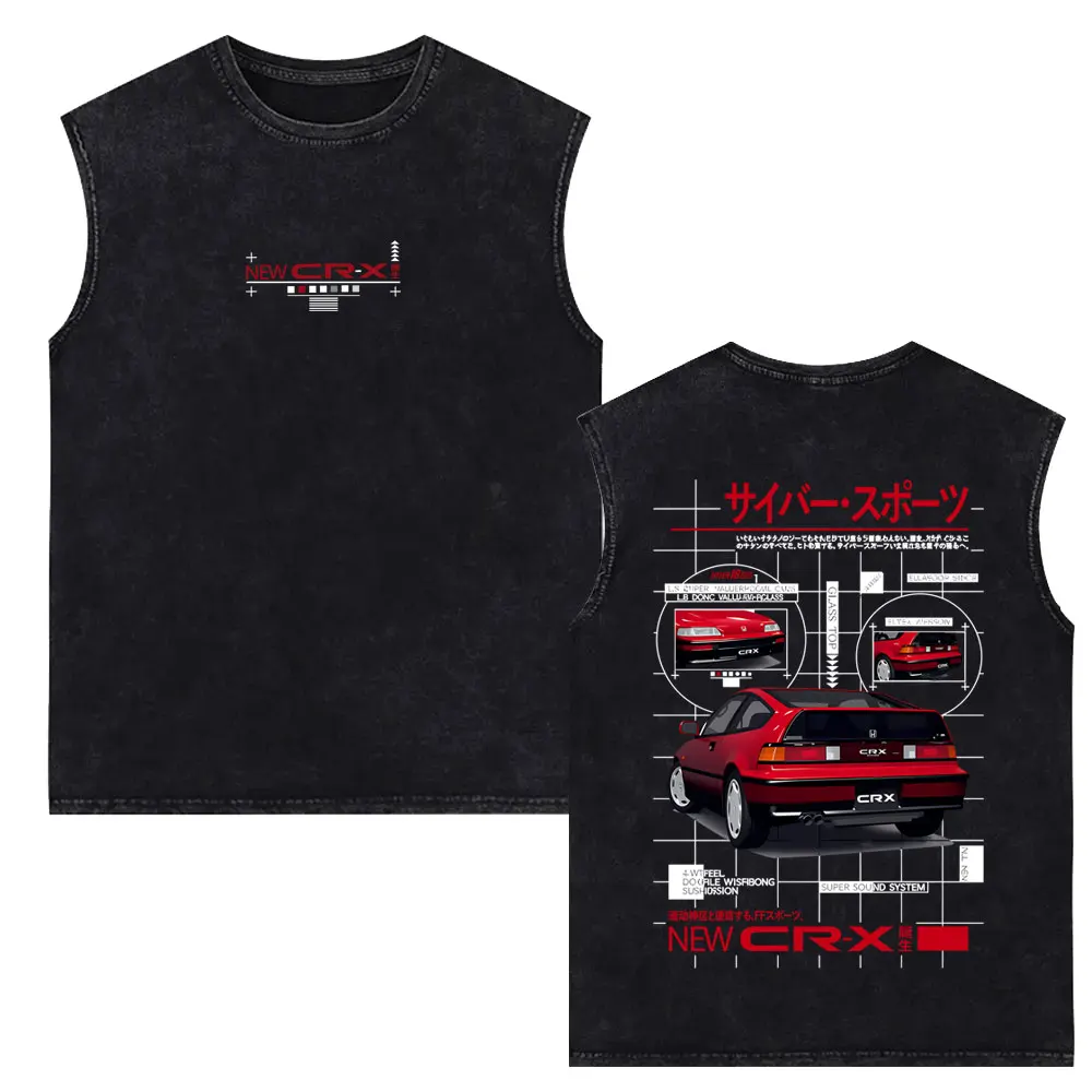 Anime Initial D Takumi Fujiwara Drift AE86 Vintage Washed Tank Tops Men's Women Clothing Cartoon Manga Sleeveless Vest T Shirt