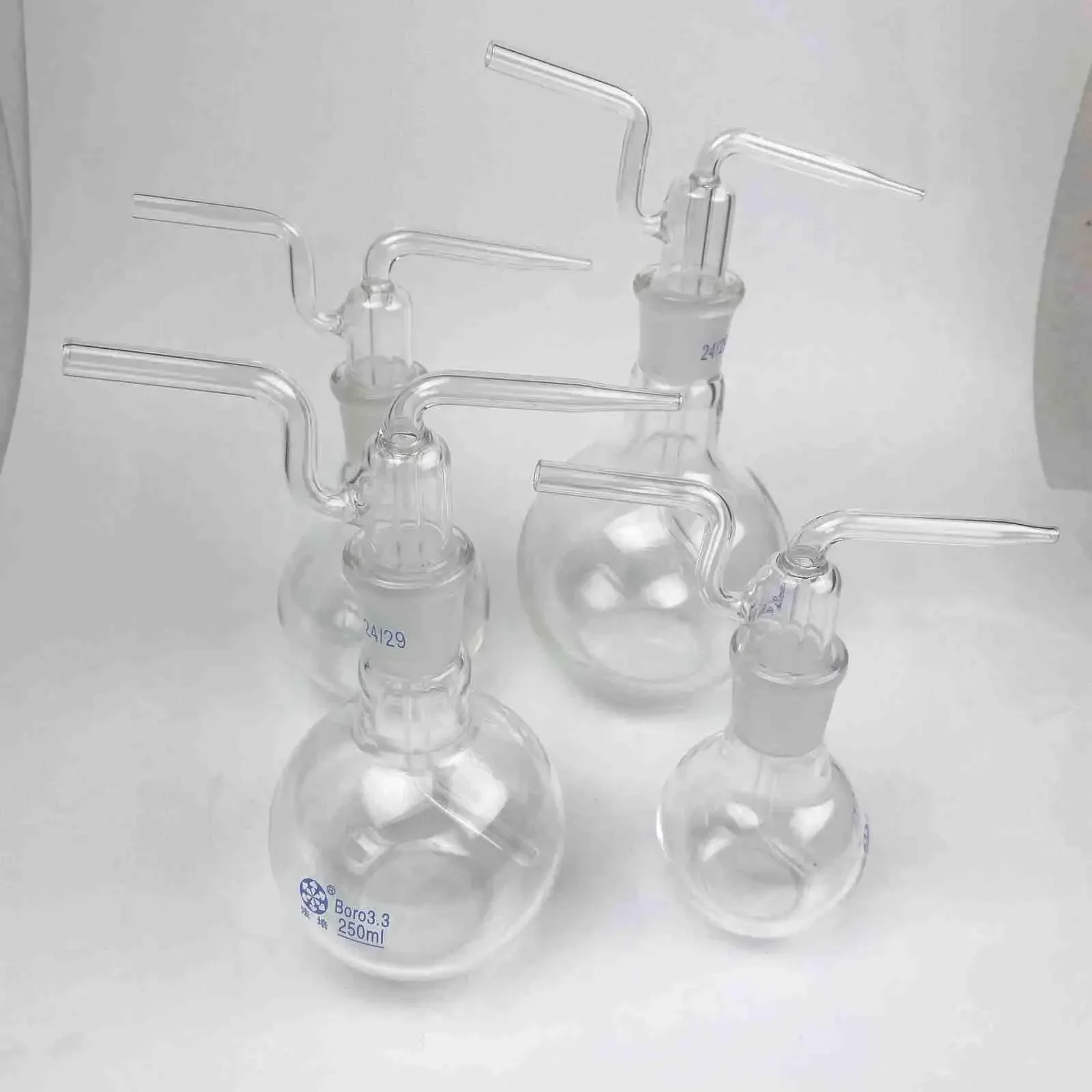 100/150/250/500ml 19/26  24/29 Joint Borosilicate Glass Conical Flat Flush Flask Lab Gas Washing Bottle