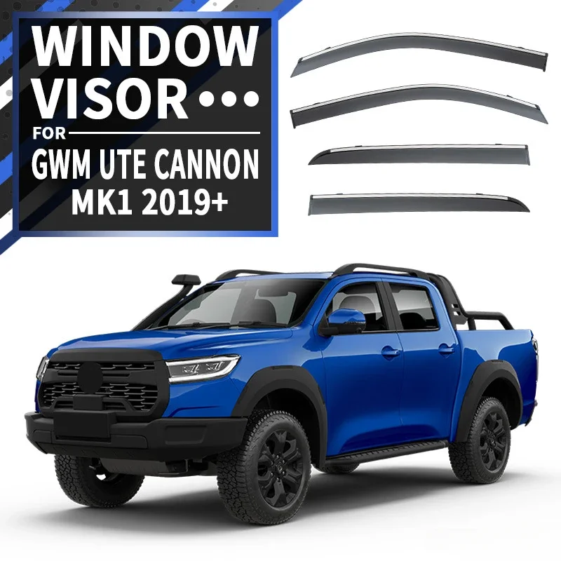 

Fit For Great Wall GWM Ute Cannon 2019-2024 Window Visor Awnings Shelters Sun Rain Mirror Eyebrow Wind Deflector