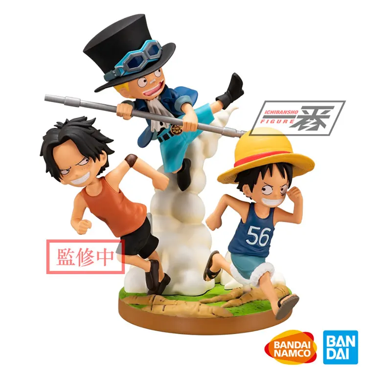 BANDAI ICHIBANKUJI Original One Piece Luffy Portgas·D· Ace Sabo Three brothers Colleclable Action Figures Model DesktopOrnaments