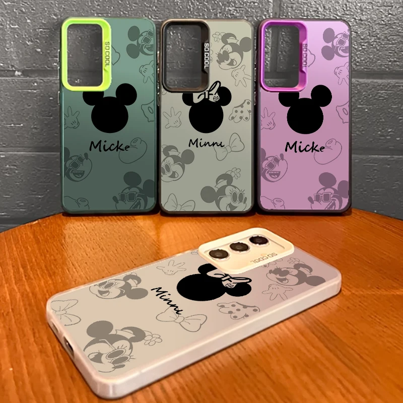 

Anime Cartoon Mickey Minnie For Samsung Galaxy S24 S23 S22 S21 S20 Note 20 Ultra Plus FE 5G Colorful Silver Back Phone Case