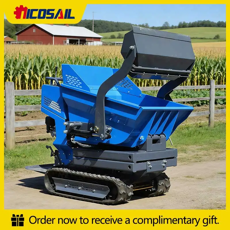 

﻿ 500KG Load Mini Dumper 1000mm Track Grounding Length for Muddy Construction Site Work Alley Brick Transport