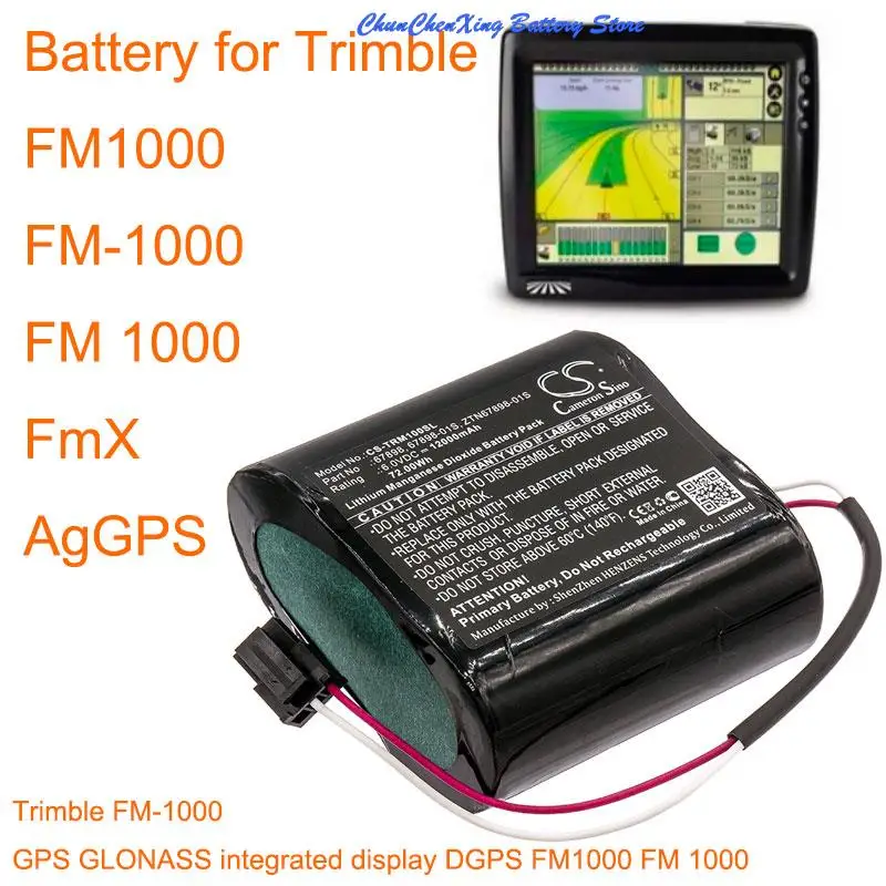 OrangeYu 12000mAh Battery ZTN67898-01S for Trimble FM1000, FM-1000, FM 1000, FmX, AgGPS, Note: Non-rechargeable battery