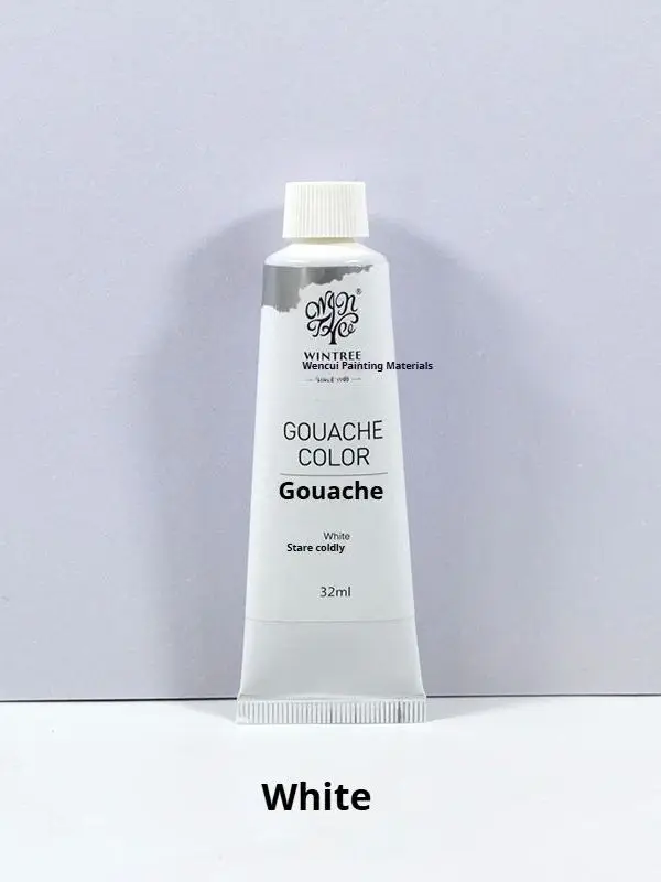 美術学生向け-グワッシュ絵具-チューブ入り-白色-diy織物材料用-ブランド名なし-原産国中国