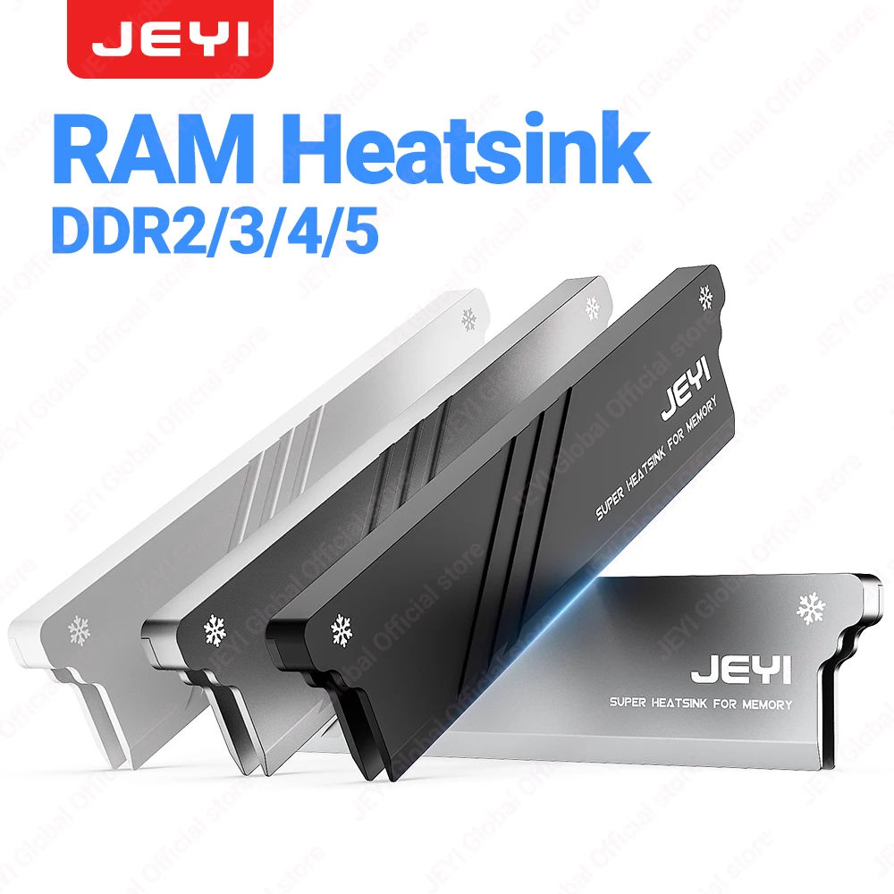 JEYI RAM Heatsink DDR2 DDR3 DDR4 DDR5 Aluminum Cooling Heatsink Memory With Thermal Pads Desktop for PC Easy Installation