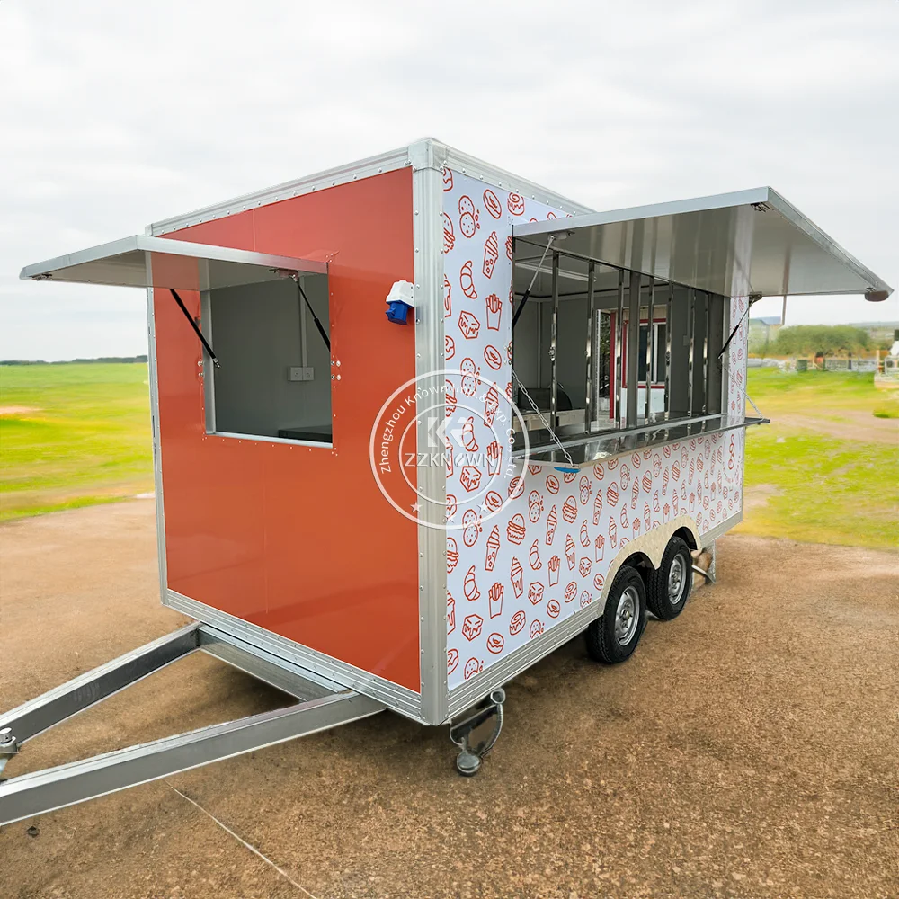 Street Snack Truck ร้านอาหารเคลื่อนที่อุปกรณ์ที่กําหนดเองตัวอย่างอาหารจานด่วนพร้อมห้องครัวกาแฟ Kisok Concession Food Truck