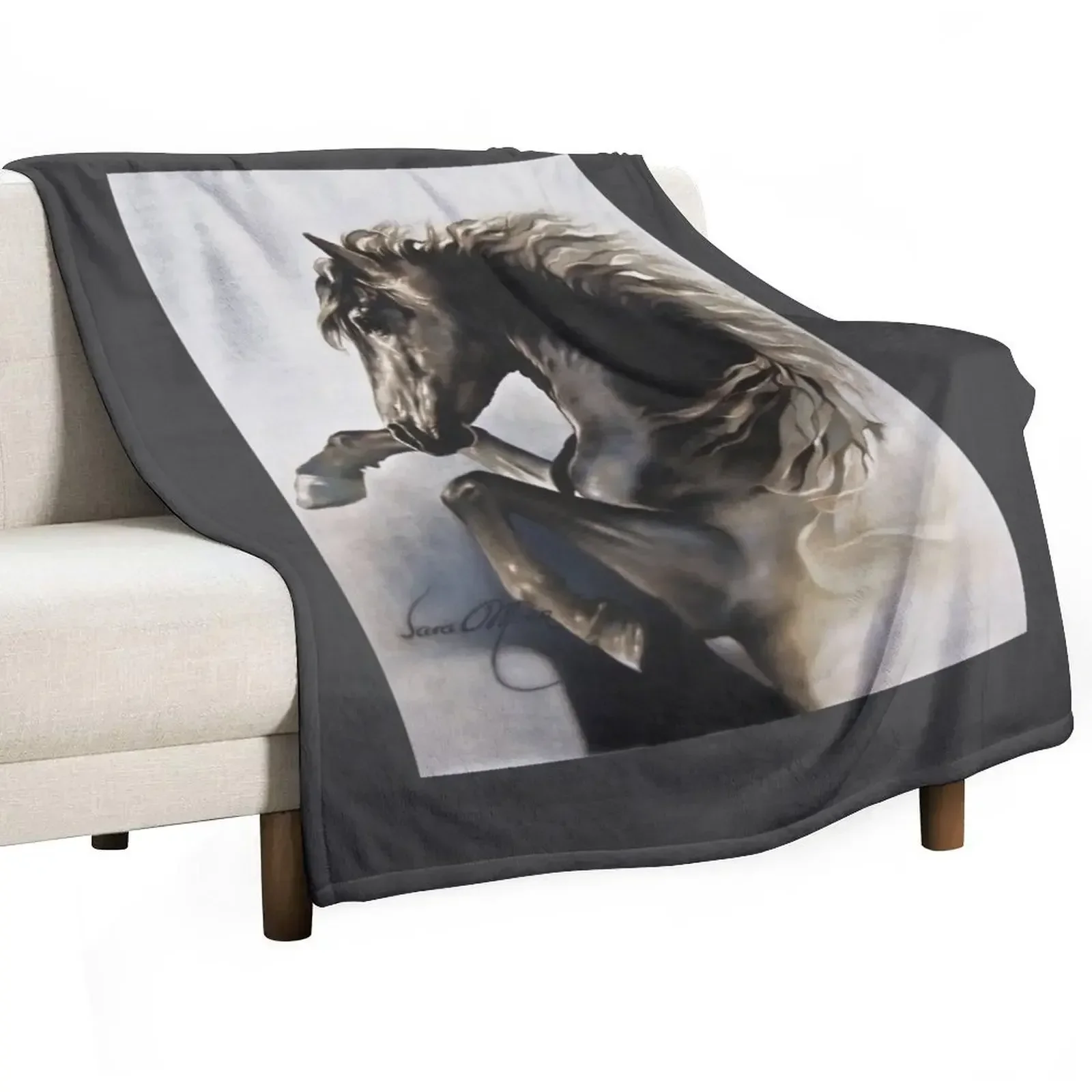 Black Fury Throw Blanket Plaid on the sofa Sofa Luxury St Retros Blankets