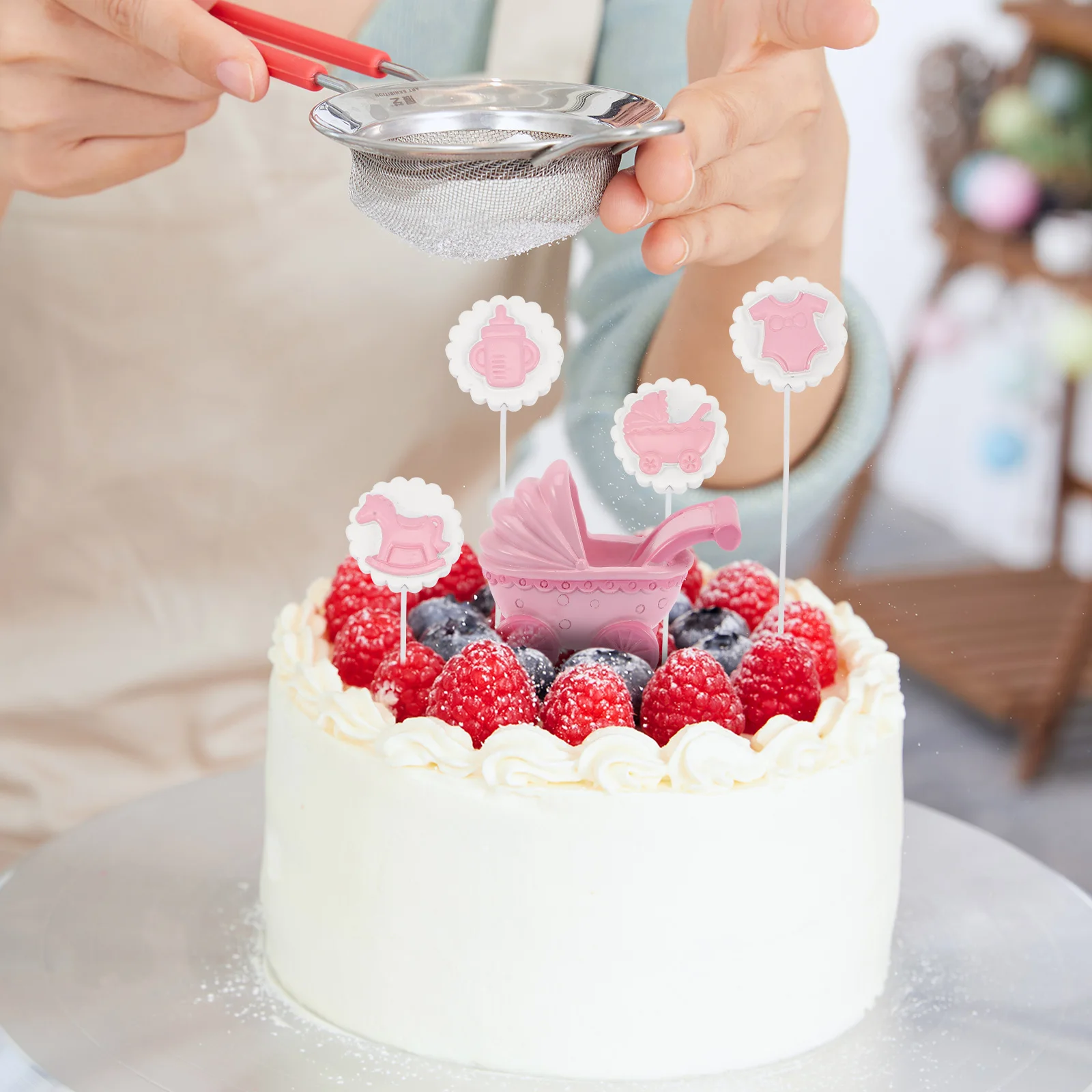 

5 Pcs Stroller Cake Decoration Baby Boy Shower Decorations Topper for Resin Girl