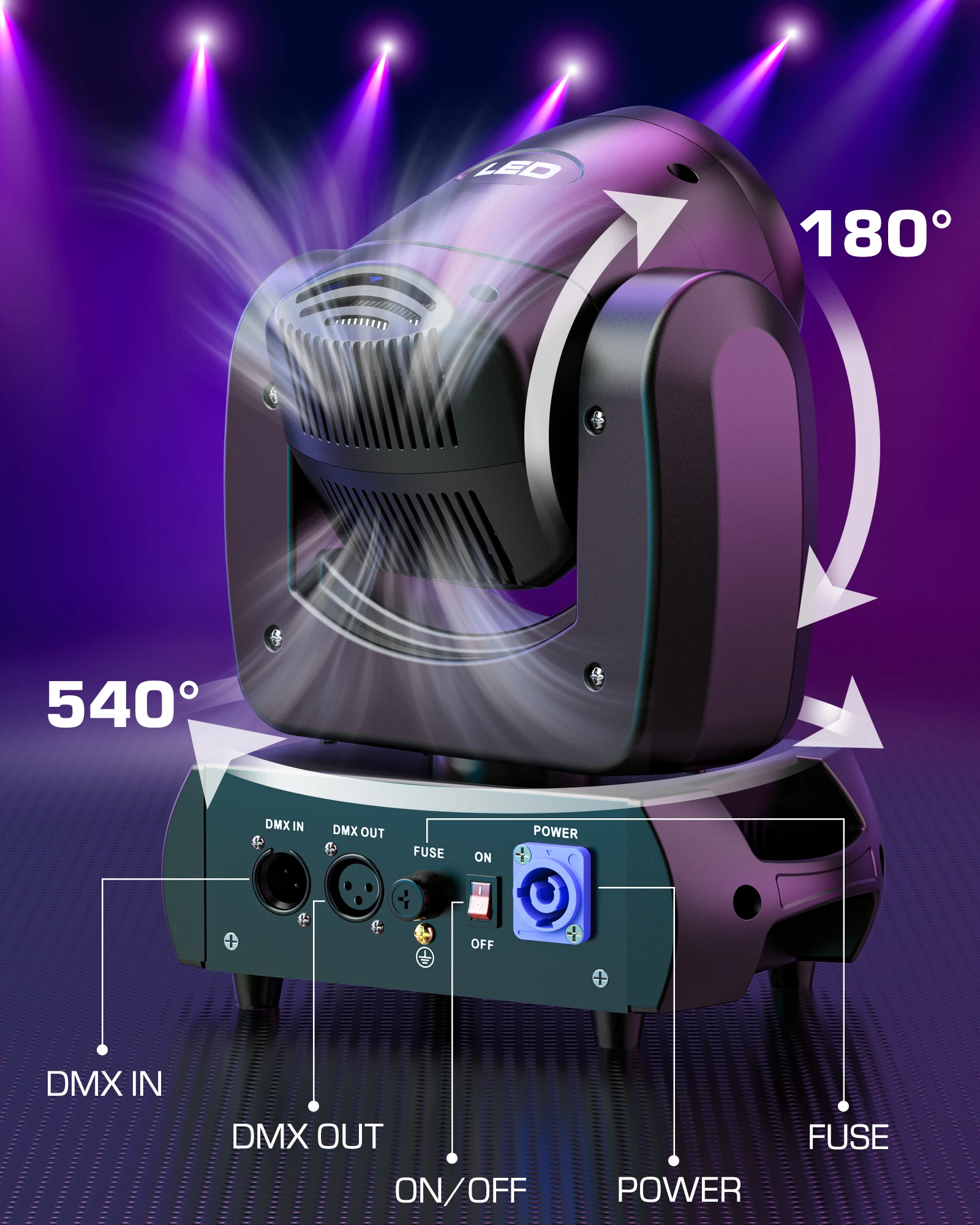 Imagem -03 - Buysumshine-moving Head Led Light Gobo Efeito Beam Dmx dj Iluminação de Palco Party Disco Light 100w