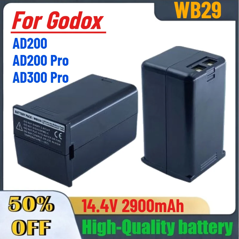 

WB29 14.4V 2900mAh Rechargeable Lithium Battery for Godox AD200 AD200 Pro AD300 Pro Flash Accessories
