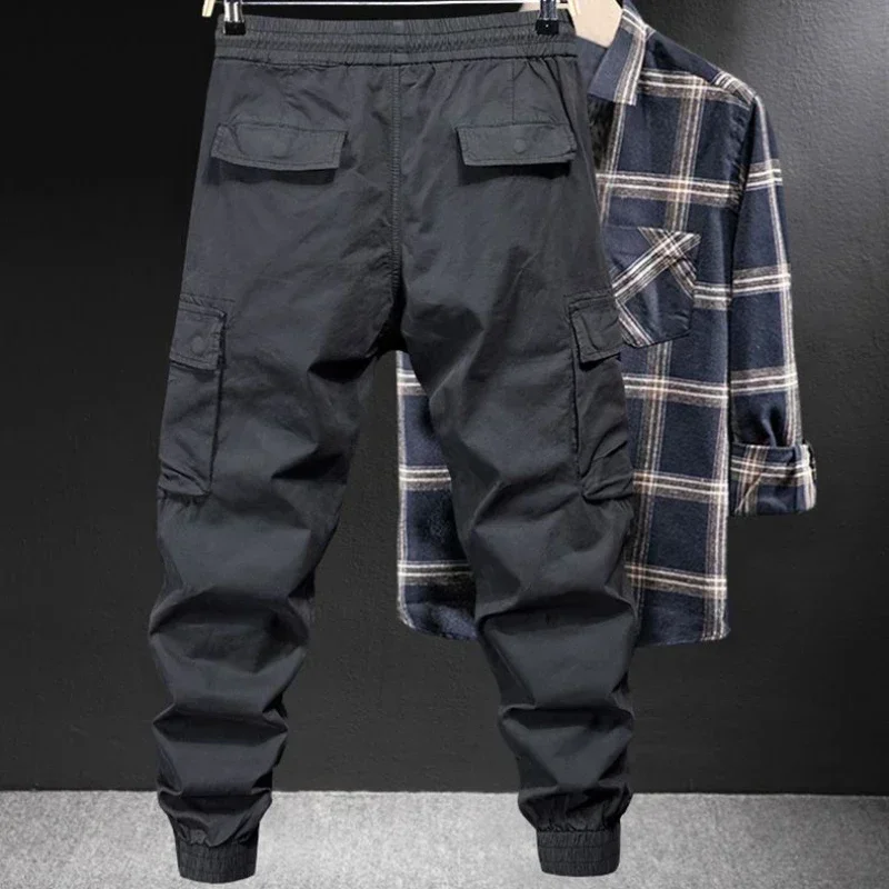 Trousers Man Motorcycle Winter Black Cargo Pants for Men Biker Fleece-lined Nylon Emo Fashion Plus Size High Quality Designer