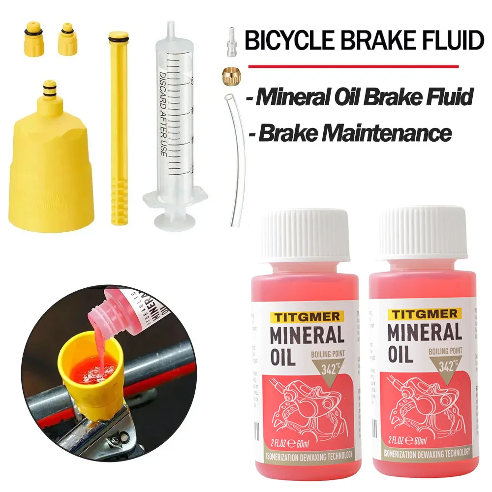 Système d'huile minérale de frein de vélo 60ml, Kit d'outils de purge d'huile de frein de cyclisme vtt, pour freins à disque hydrauliques de vélo Shimano 27Rd