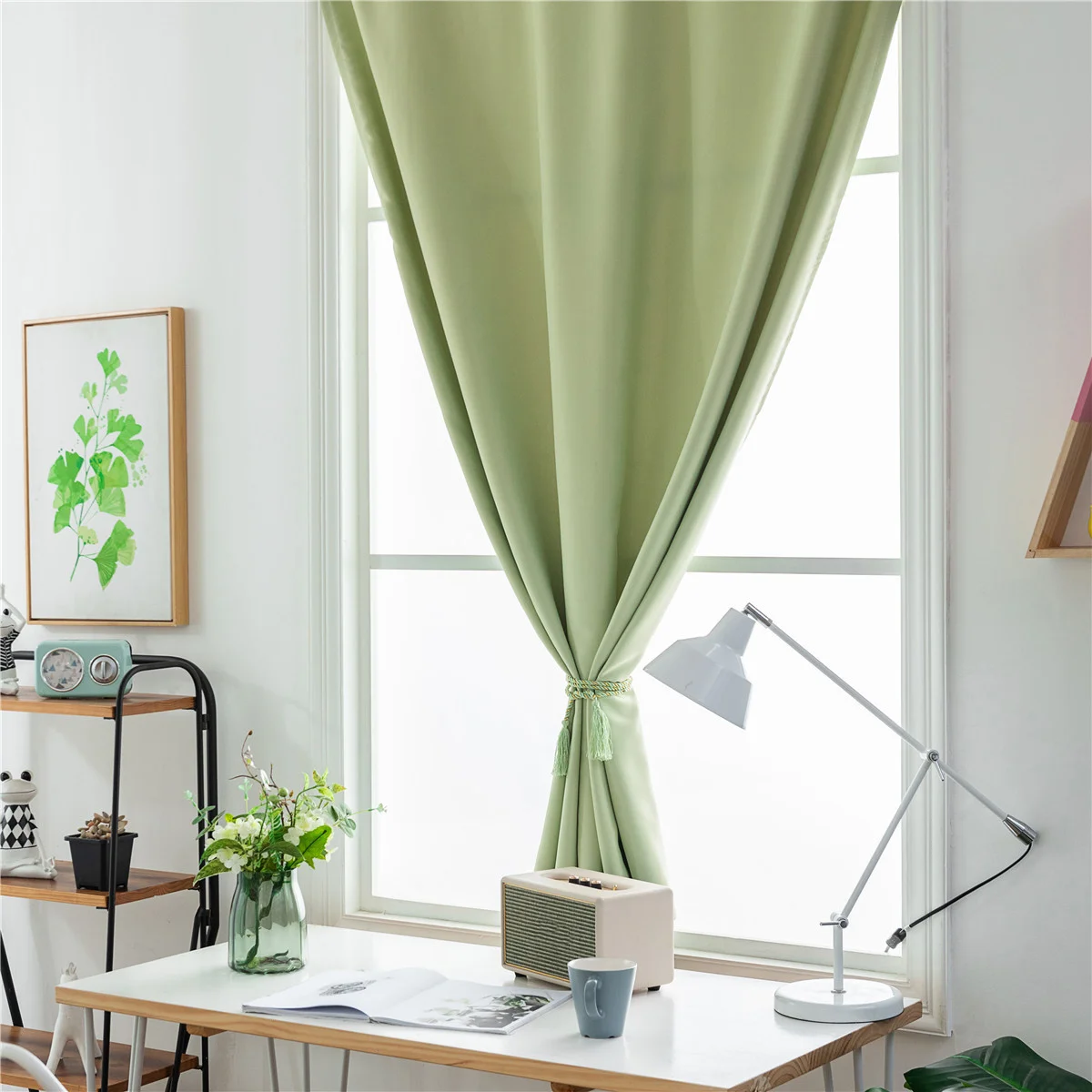 1 قطعة ستائر التعتيم 60X150 سنتيمتر الأخضر الحديثة لون نقي نافذة الستارة لا لكمة اللازمة سميكة الشمس حجب الخصوصية ديكور ل