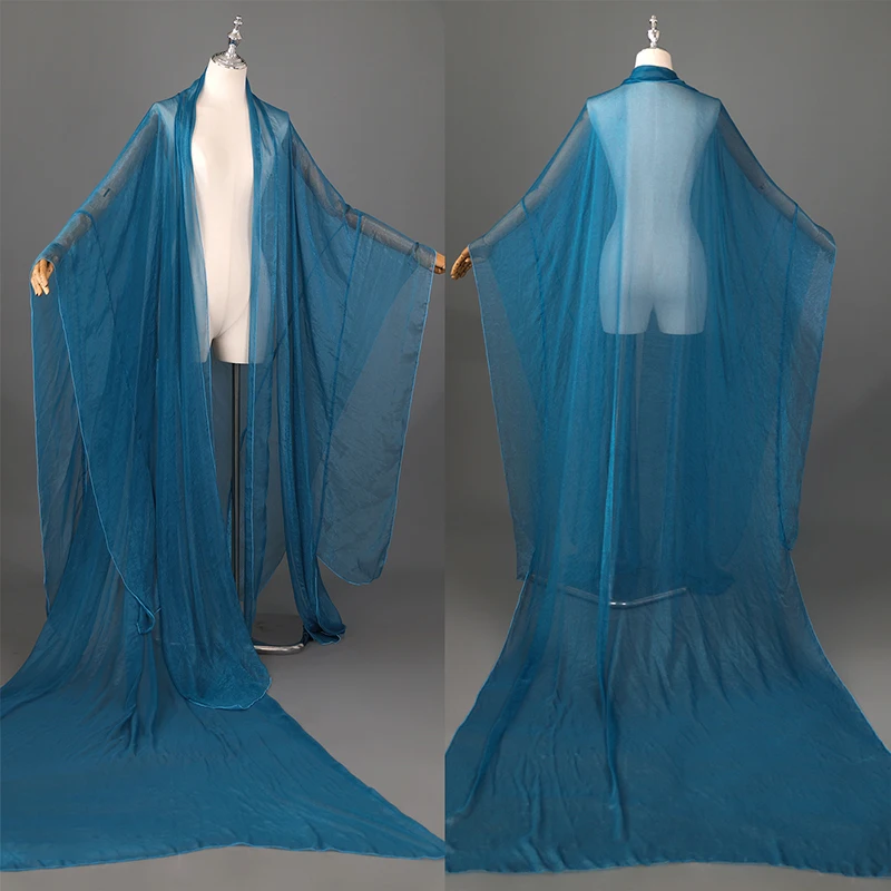 النمط الصيني القديم Hanfu الجنية زائدة طويلة تول الشيفون Hanfu معطف أنيق كبير الأكمام الرقص مرحلة الأداء زي