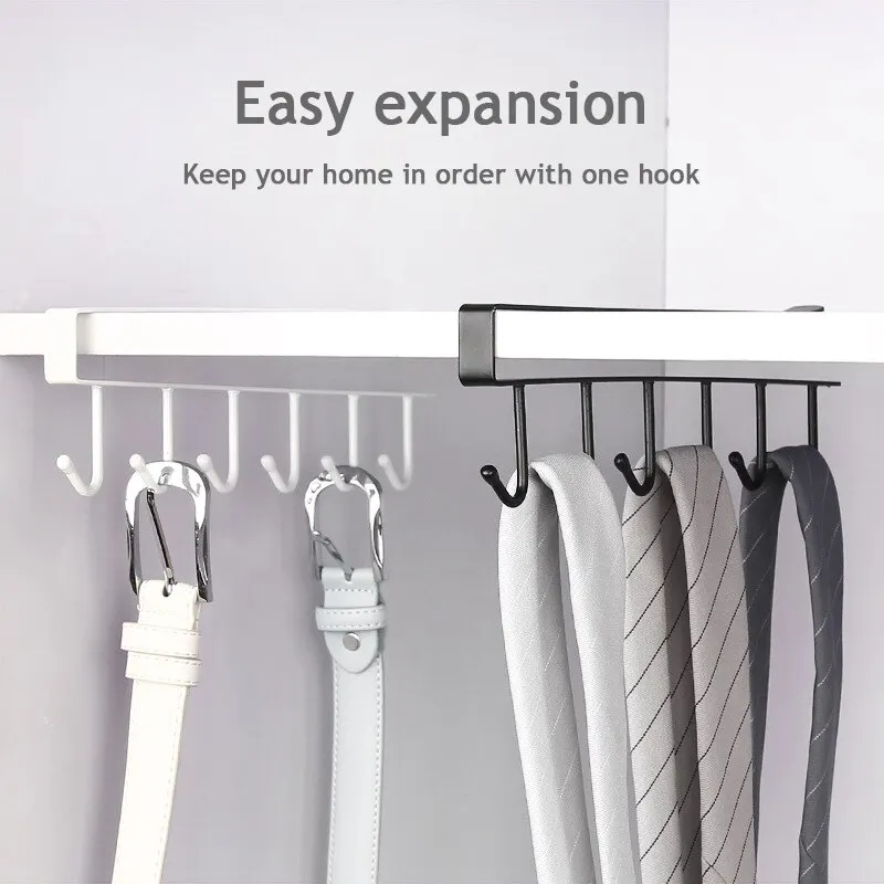 Kitchen Iron Art Seamless Nail Free Hooks Multi Row Cabinet Storage Hooks Storage of Kitchen Cabinet Wall Shelf Storage Rack