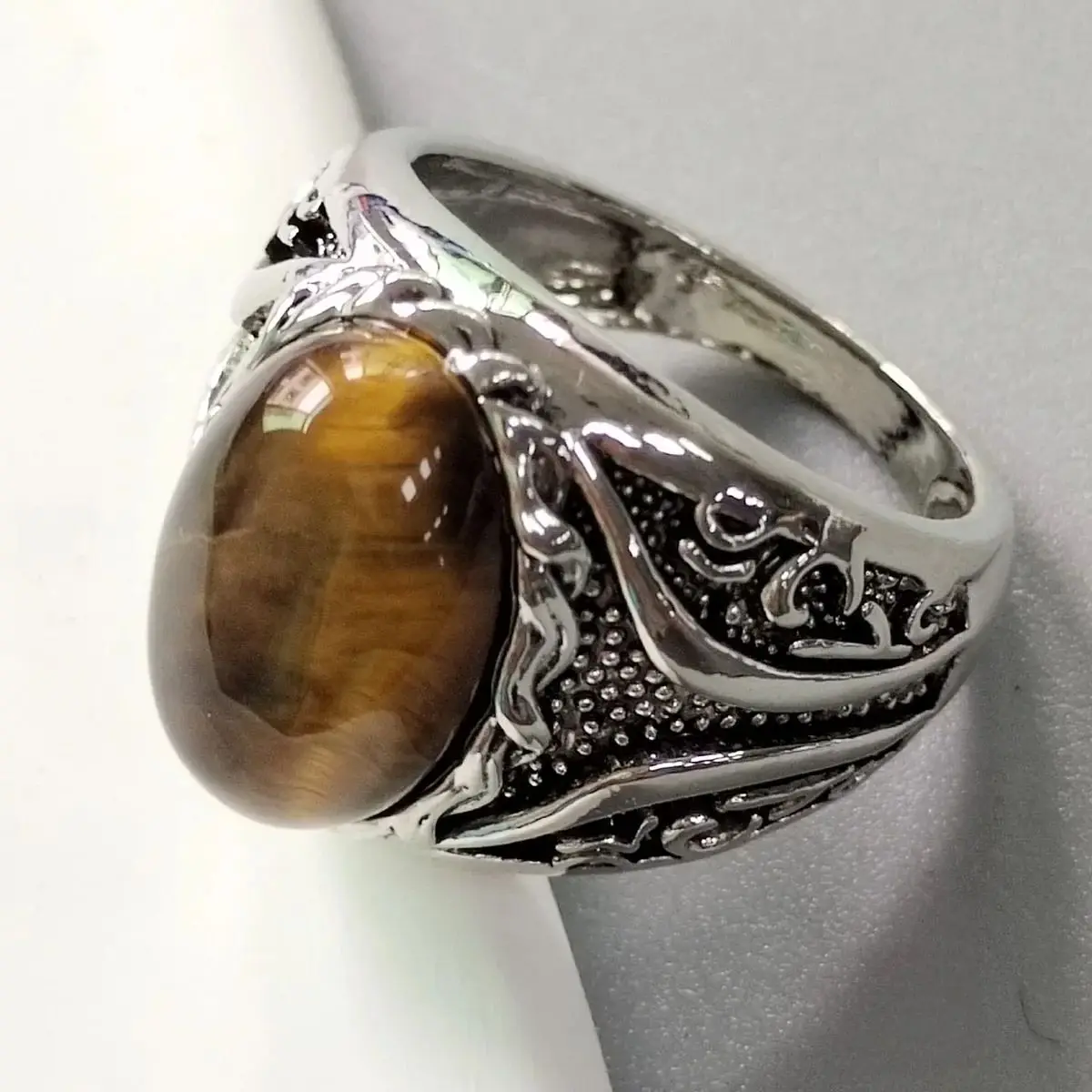  Popular  Ring for Men Network Turkish Double Swords Oval CZ Stone Punk Party Wholesale Jewelry