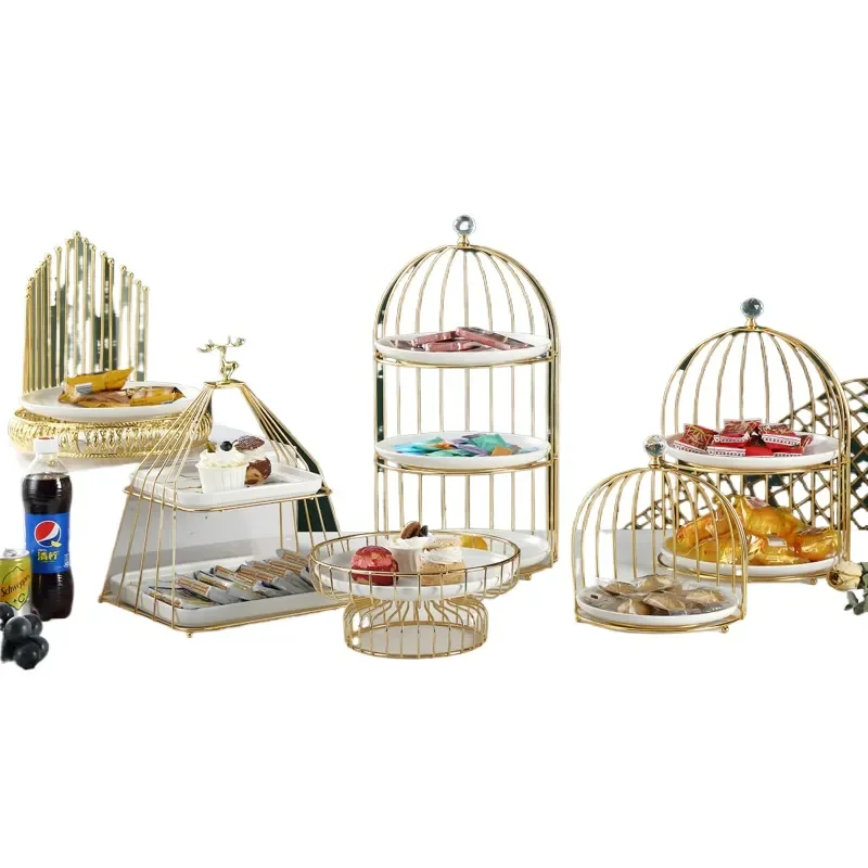 for Restaurant Hotel Birthday Dinner Single Double Layer Display Rack Cake Dessert Table Set Afternoon Tea Ceramic Tray