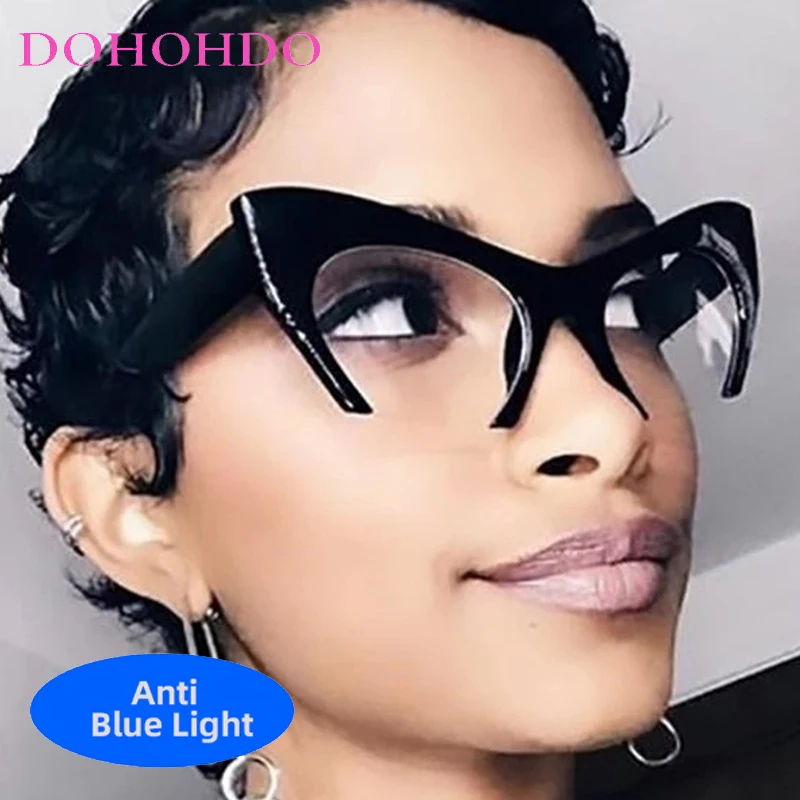 

Trendy Brand Designer Oversized Cat Eye Anti-Blue Light Glasses Men Women New Fashion Luxury Computer Optical Eyeglasses Unisex