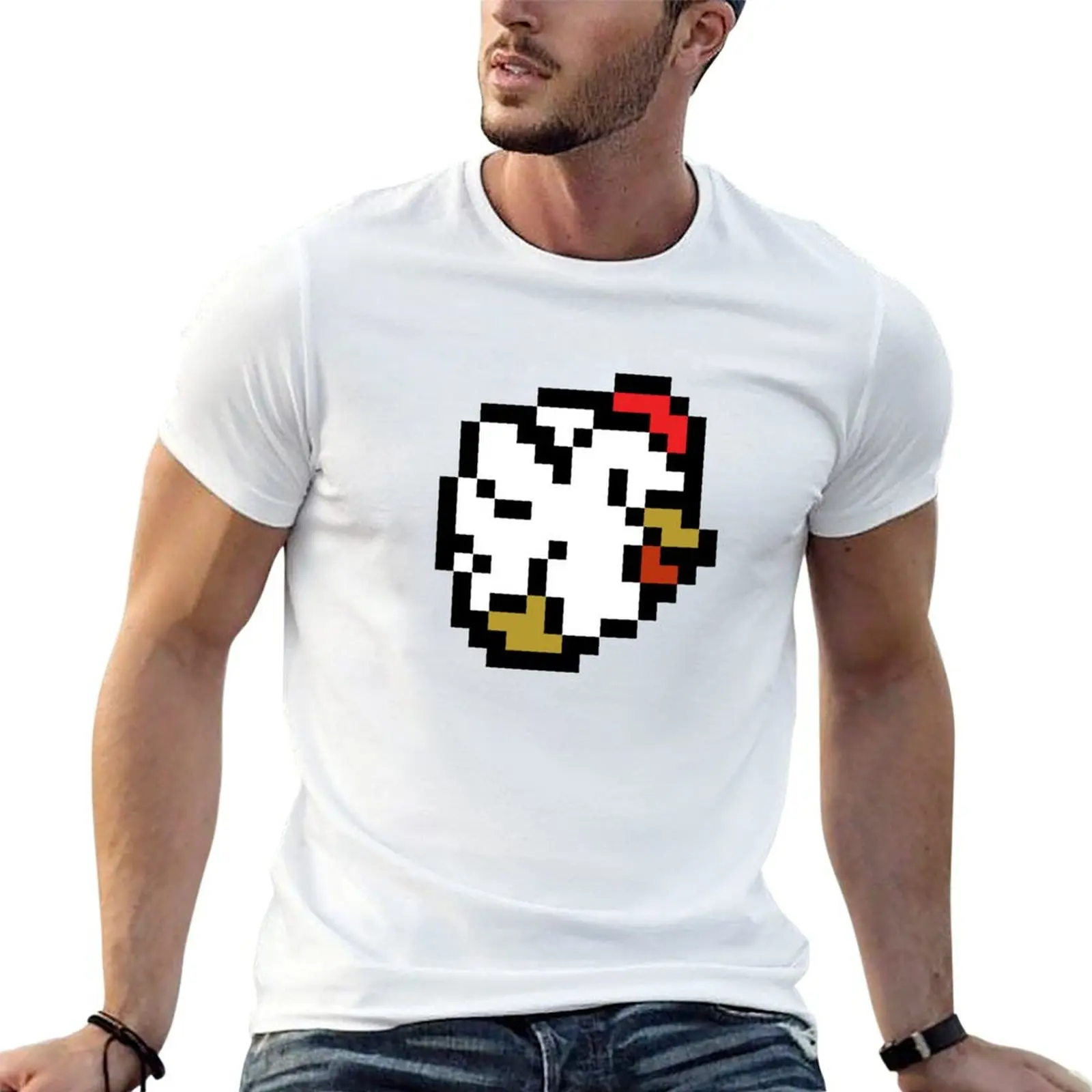 Chicken (8-bit / 16-bit / Pixelated) T-Shirt Classic Graphic Short Sleeve Top