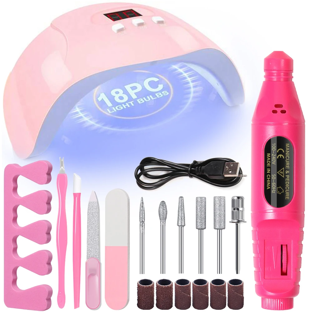 

Nail Art Tool Set with Nail Lamp Glue Drying Machine Nail Polisher Dead Skin Fork Dead Skin Push Finger Divider
