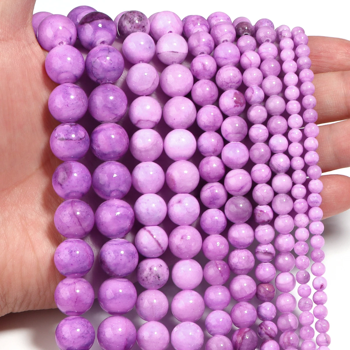 1 strang/lot Lila Streifen Persische Jade Naturstein Perlen Runde Lose Perlen Für Schmuck Machen DIY Halskette Armband zubehör