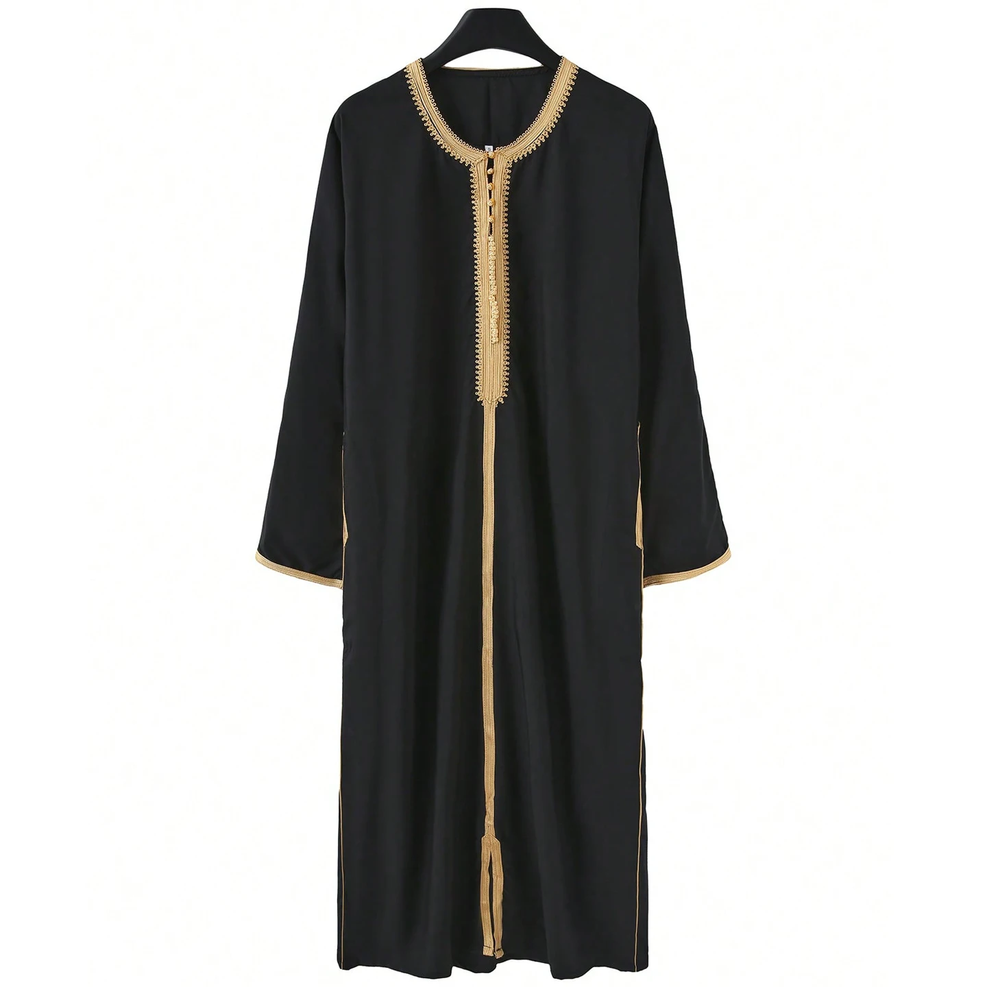 ثوب رجالي مسلم جديد بأكمام طويلة مطرز مغربي فاخر أنيق ثوب كاندورا برقع ملابس تقليدية إسلامية فضفاضة