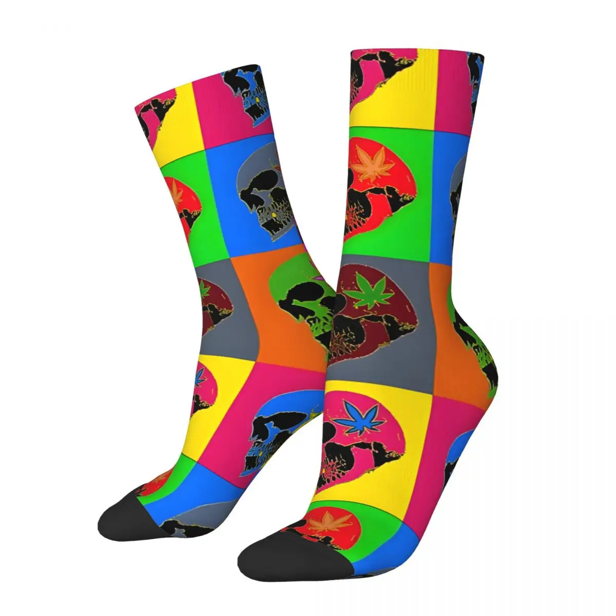 Vintage Colorful Skull Men's compression Socks Unisex Harajuku Pattern Printed Novelty Crew Sock