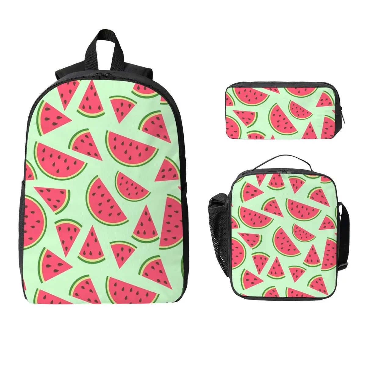 

Cute Watermelon Slices Backpack Student Boys Girls BookBag School Bag Laptop Shoulder Bags 3ps Insulated Lunch Bag Pencil Case