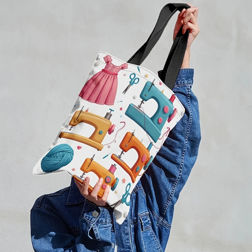 1pc, Stylish Sewing-Themed Portable Bag Gift for Those Who Love Sewing, a Considerate Keepsake Shopping Gift for Friends Handbag