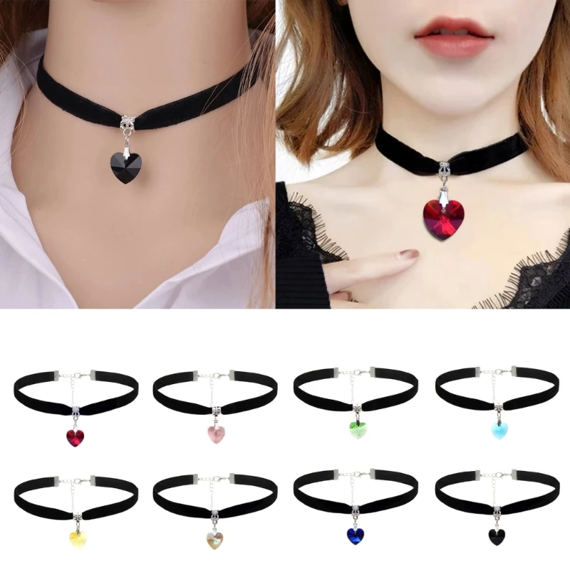 40GC Heart Pendant Necklaces Small Heart Necklaces Choker Pendant Necklace Silicone Heart Necklace for Women Men Jewelry Gift