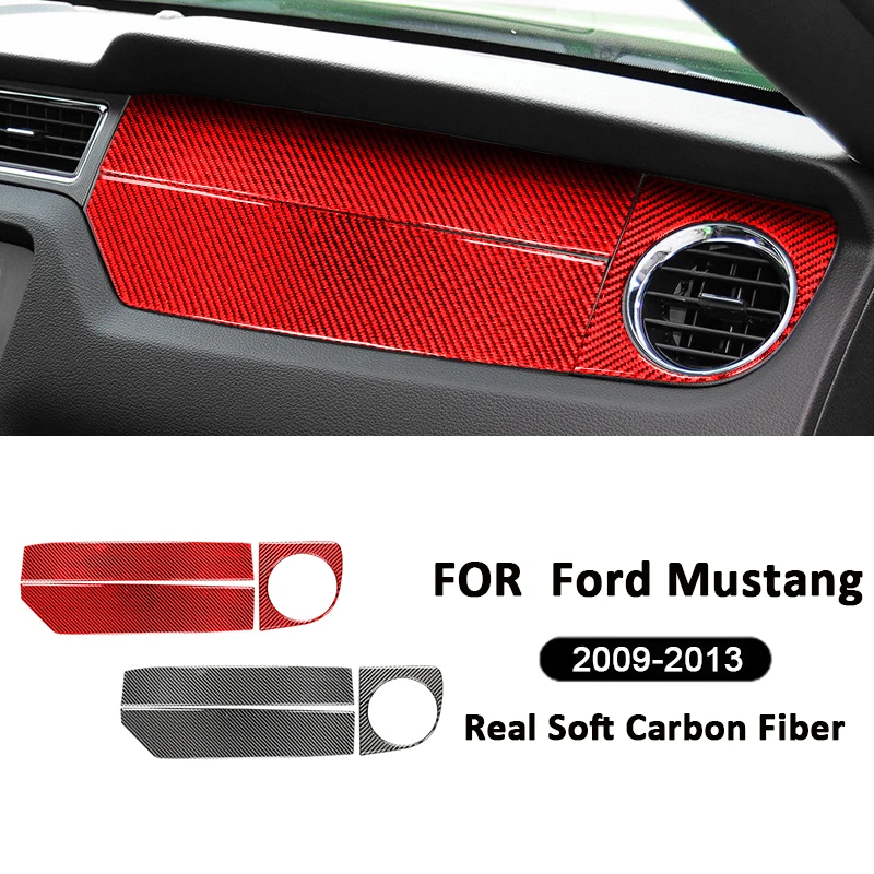 

For Ford Mustang 2009-2013 Accessories Carbon Fiber Car Interior Co-Pilot Instrument Panel Air Outlet Frame Decoration Sticker