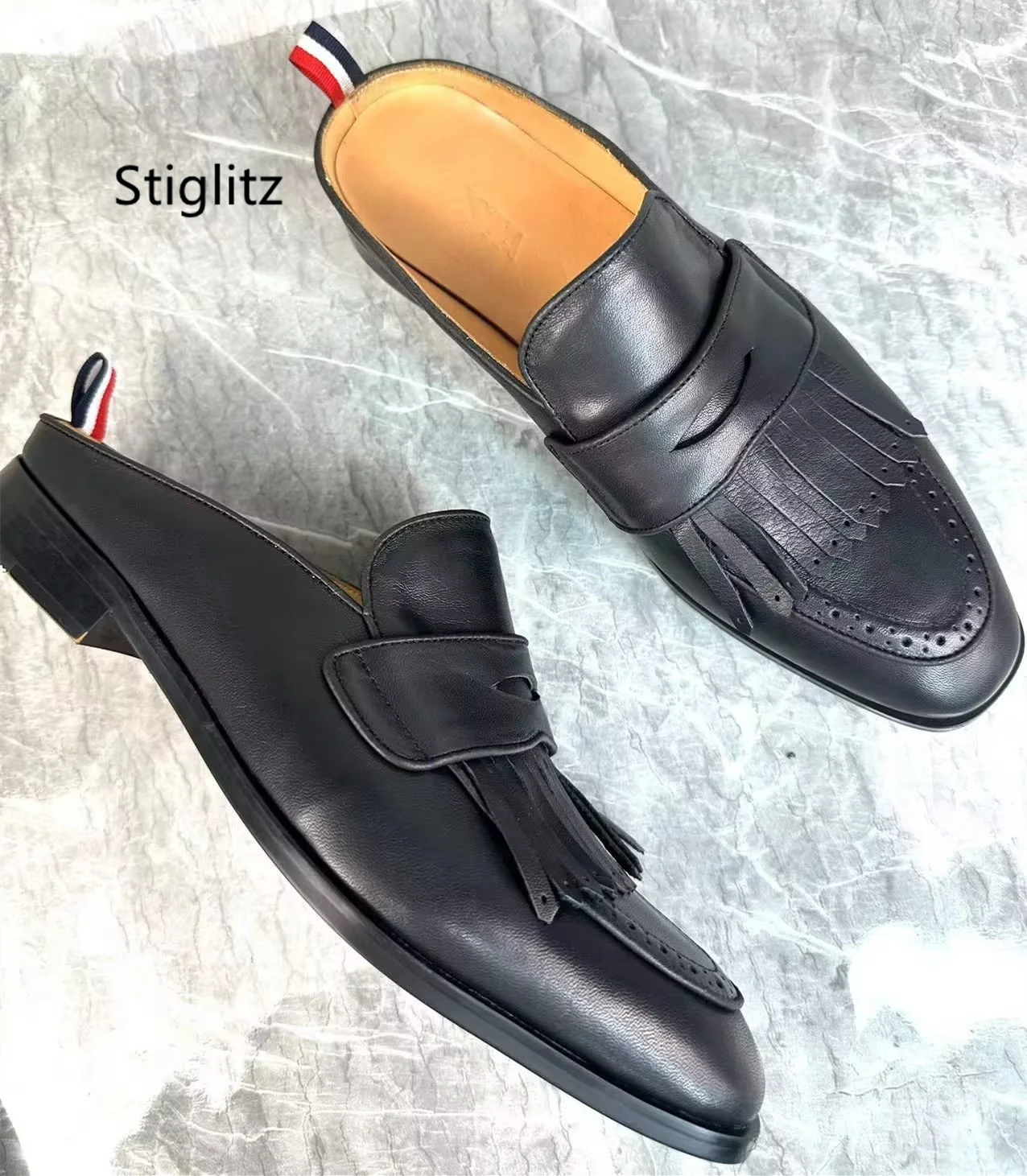 Genuine Leather Half Slippers for Men Cover Round Toe Mules Shoes Men's High Quality Slip On Summer Outdoor Flip Flops Slides