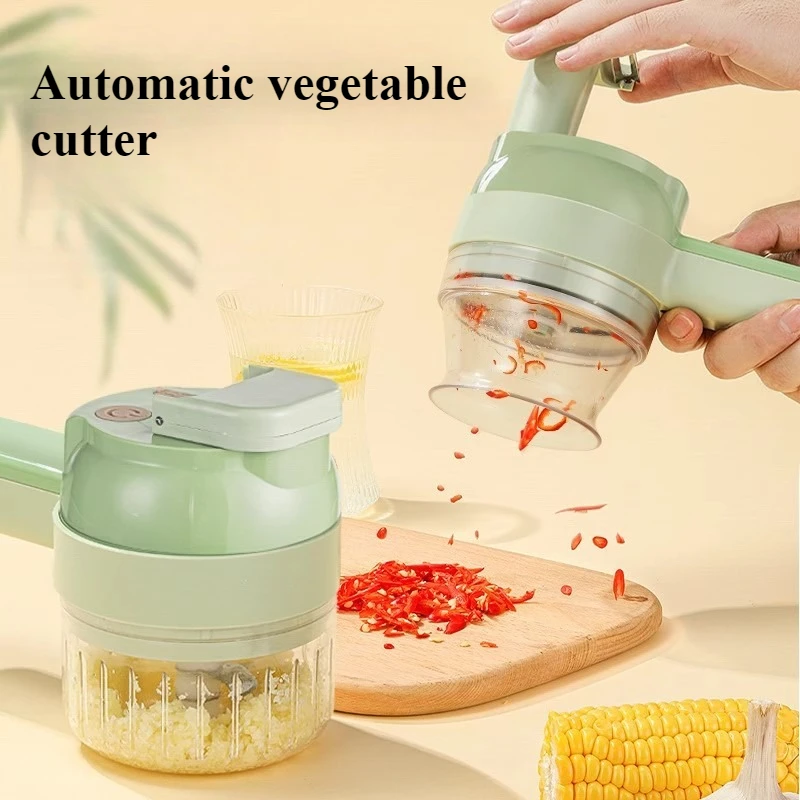 

Multifunctional Vegetable Tools Stainless Steel Electric Vegetable Cutter Garlic Crusher Portable Home Kitchen Accessories