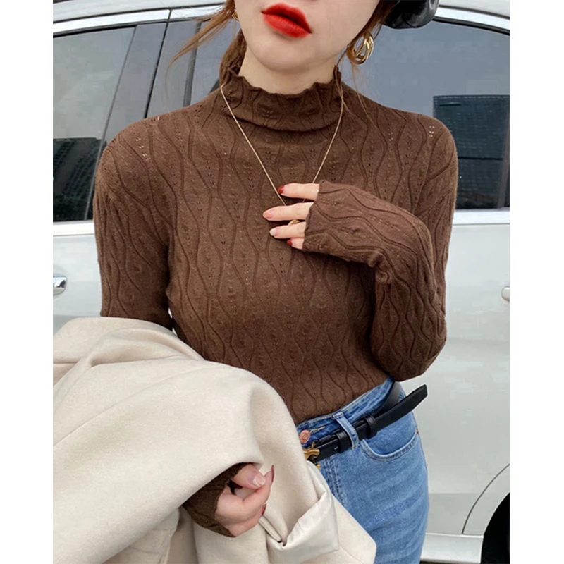 MEXZT Half Turtleneck Sweater Women Fashion Knitted Pullovers Korean Black White Long Sleeve Jumper Winter Ladies Slim Knitwear