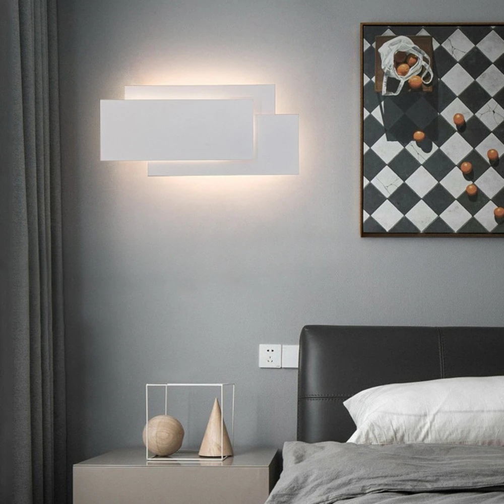 2026 New Modern Aluminum LED Wall Lamp Living Room Candlestick Lighting Staircase Square Lamp Bedroom Bedside Hotel Wall Lamp