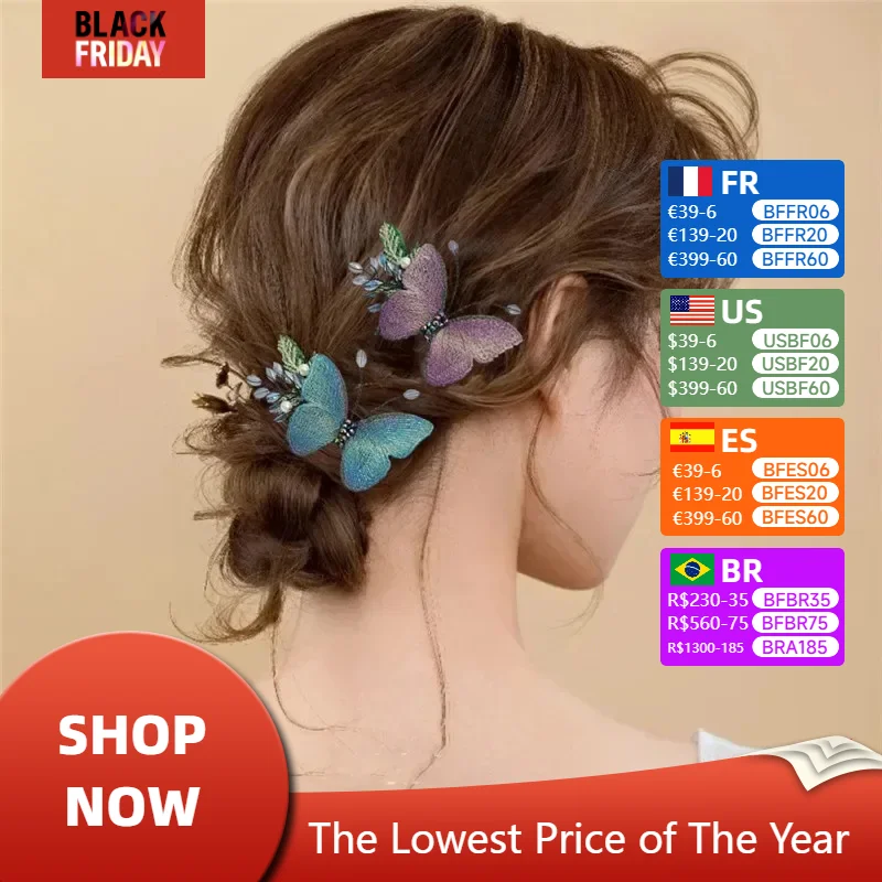 

Exquisite Embroidery Butterfly Hairpin Hair Accessories for Women Retro Duck Beak Clip Headdress Hair Clips for Girls Gift