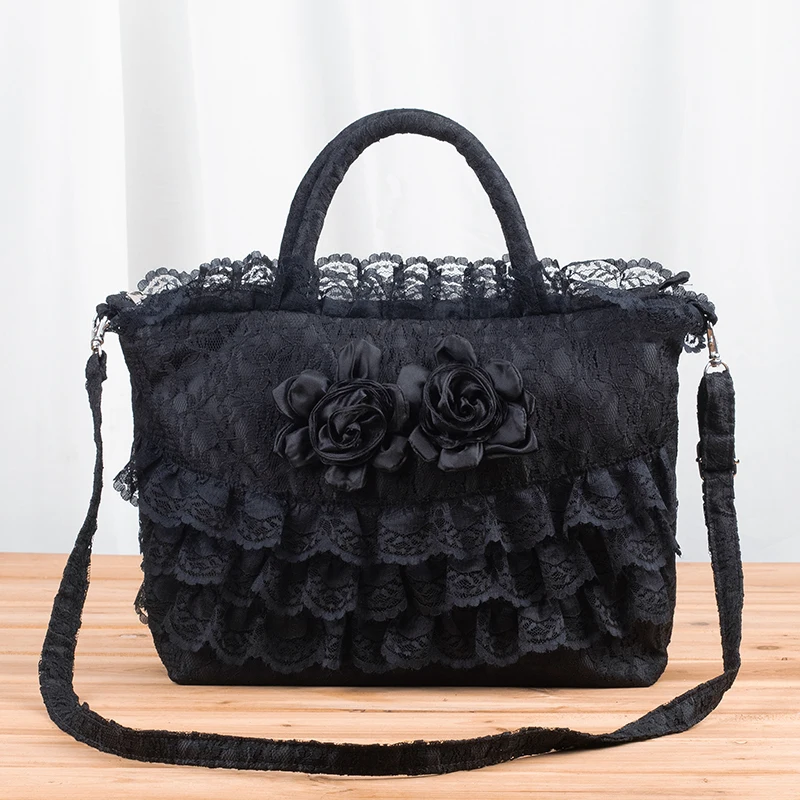 Retro Floral Lace Women's Crossbody Bag Lightweight Versatile Shoulder Bag Handbag Elegant Style Daily Use Zipper Closure