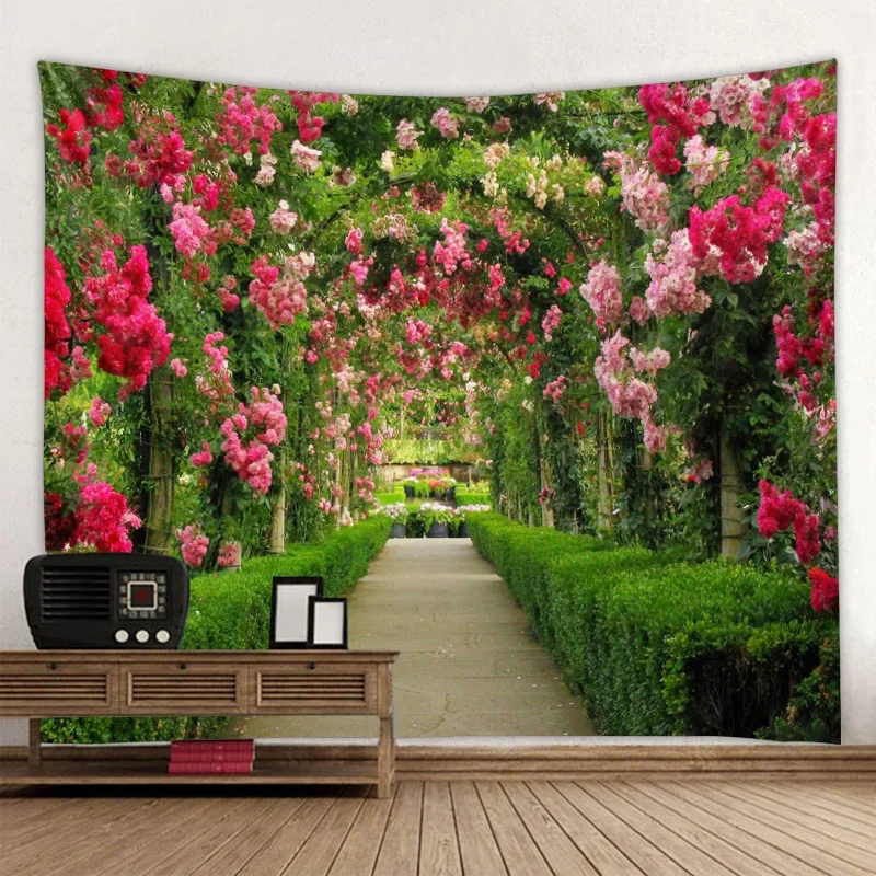 Arched Flower Path Tapestry Indian Mandala Tapestry Wall Hanging Tapestries Boho Bedroom Wall Rug Couch Blanket 6 Size