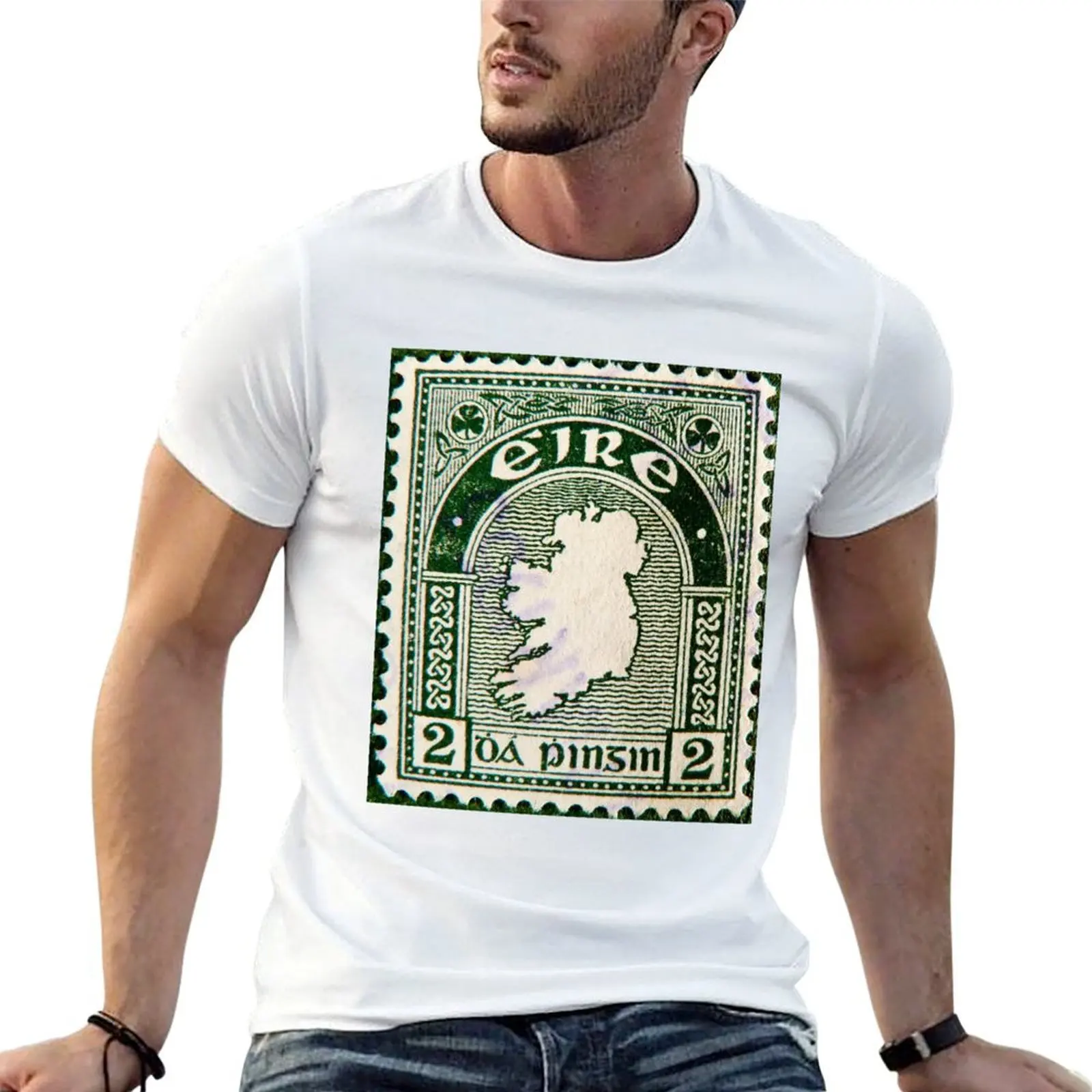Eire Ireland vintage old postage stamp T-Shirt graphic t shirts street wear vintage t shirt men