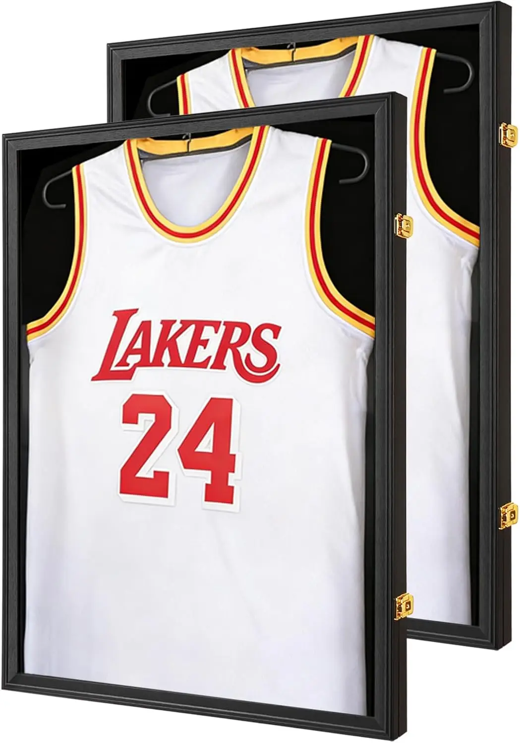 Jersey Frame Display Case 2 Pack for Wall ,Large Lockable T-Shirt Shadow Box with Clear UV Protection Acrylic & Hangers for Foot