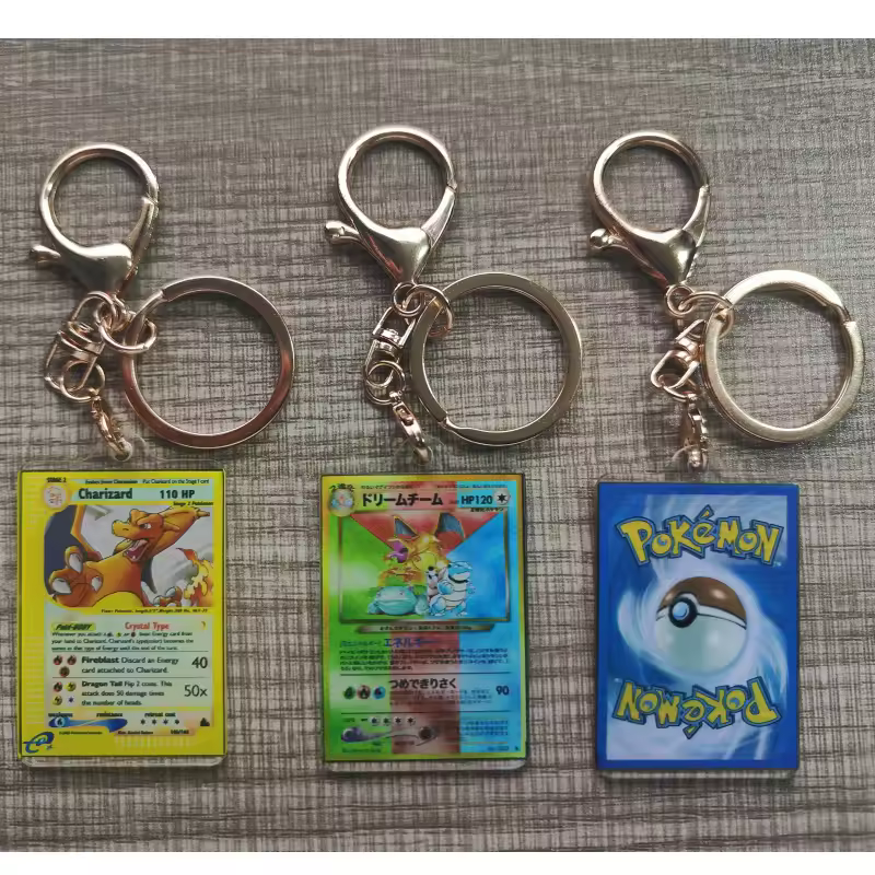 Pokemon Anime Small Card Key Chain Charizard Keychains Blastoise Venusaur Mewtwo Diy Acrylic Action Toy Figures Game Collection - Image 3