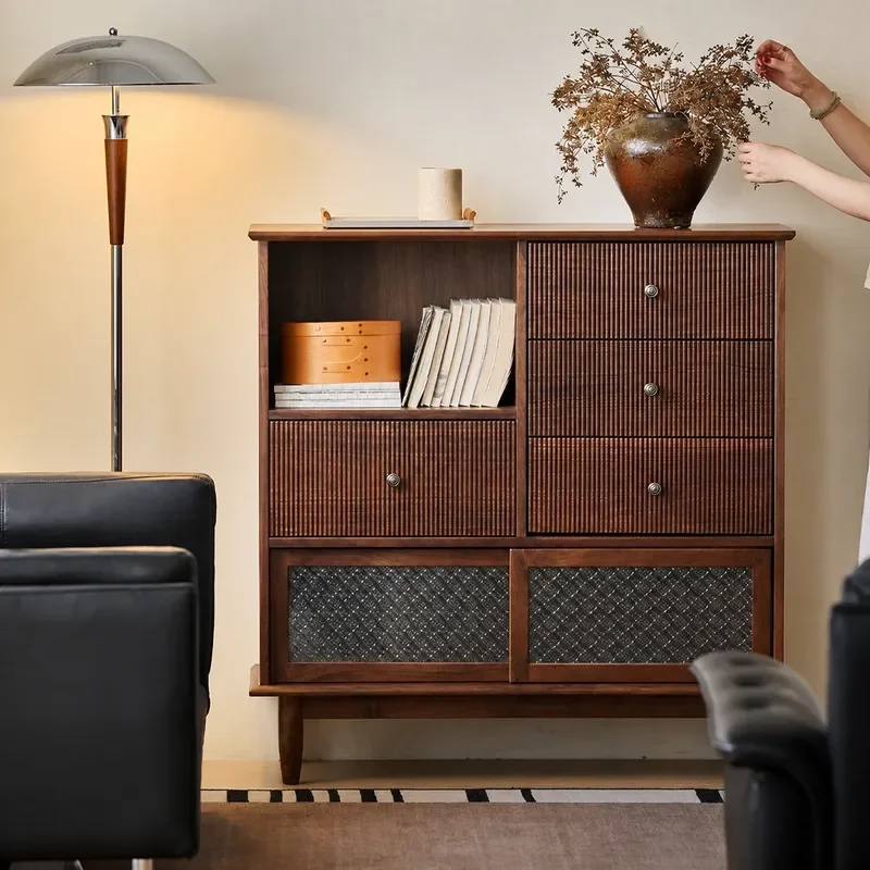 Retro Solid Wood Chest Medium Size Bedroom Storage Cabinet Living Room Dining Sideboard Organizer Furniture