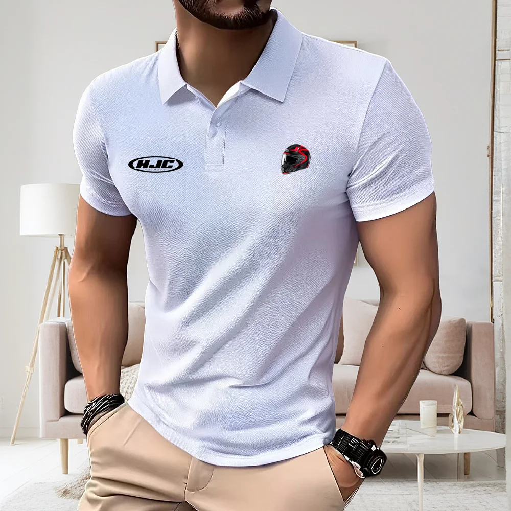 

HJC мотоциклетная рубашка-поло, мужская классическая футболка с короткими рукавами и лацканами, новый летний топ, повседневная одежда больших размеров