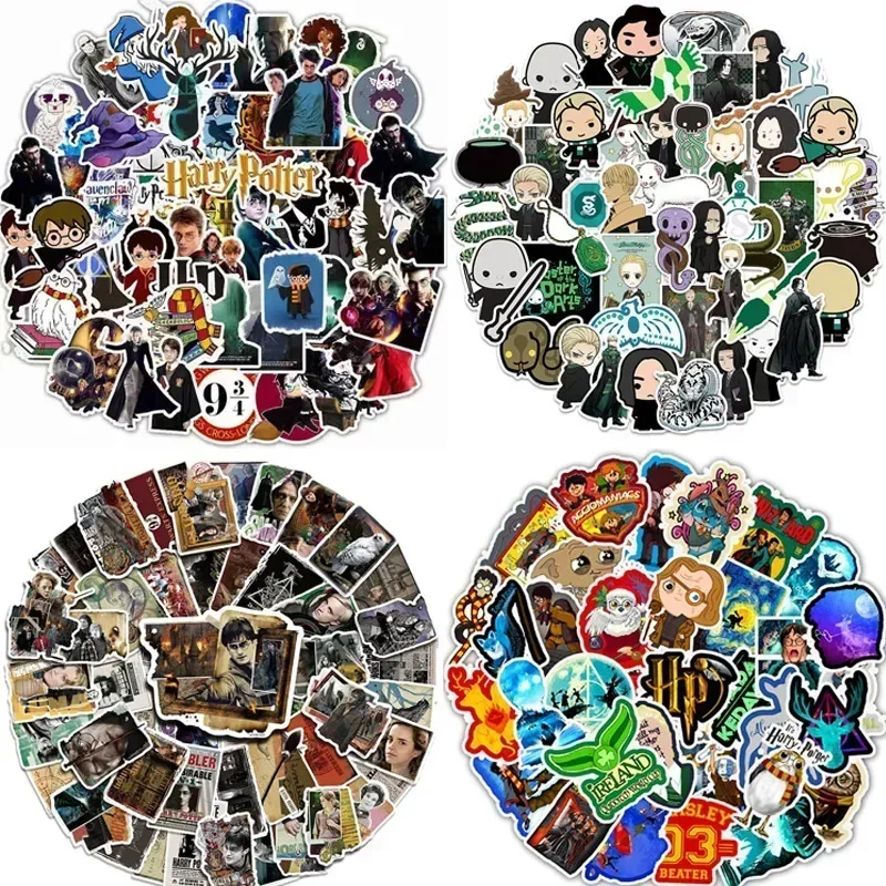 Autocollants de dessin animé Harry Potter, jouets Poudlard Gryffondor, figurine d'anime, film classique, cadeaux pour enfants, 24styles, 50 pièces/ensemble