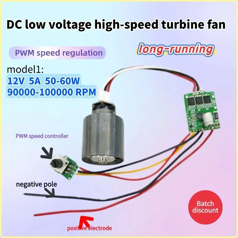 DC 12V 24V high-speed brushless turbine with a diameter of 28.8mm for long-term operation, separated electric controlled fan