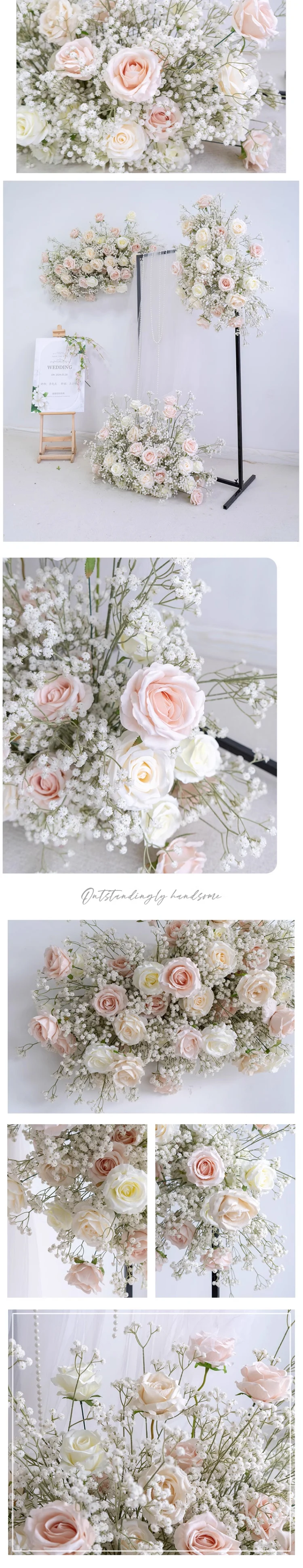 Weiß-grüne Hortensien-Kunstblumenreihe für Hochzeiten, Außenbereiche, Eingangsbereiche, Blumenarrangements, Partys, Zeremonien, Hintergrunddekoration und Schilderdekoration. – Detail 4