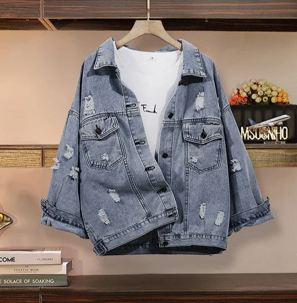 Spring Autumn Denim Coat Women's Belly Cover Slim Fashion Casual Top for Women Clothing